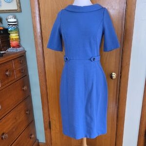 Boden Betty Blue Ottoman Midi Length Ribbed Sheath Dress - Blue - Size 10L
